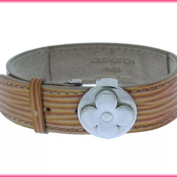 Louis Vuitton Bangle Bracelet Epi Gold Orange Woman Authentic - Picture 2 of 5